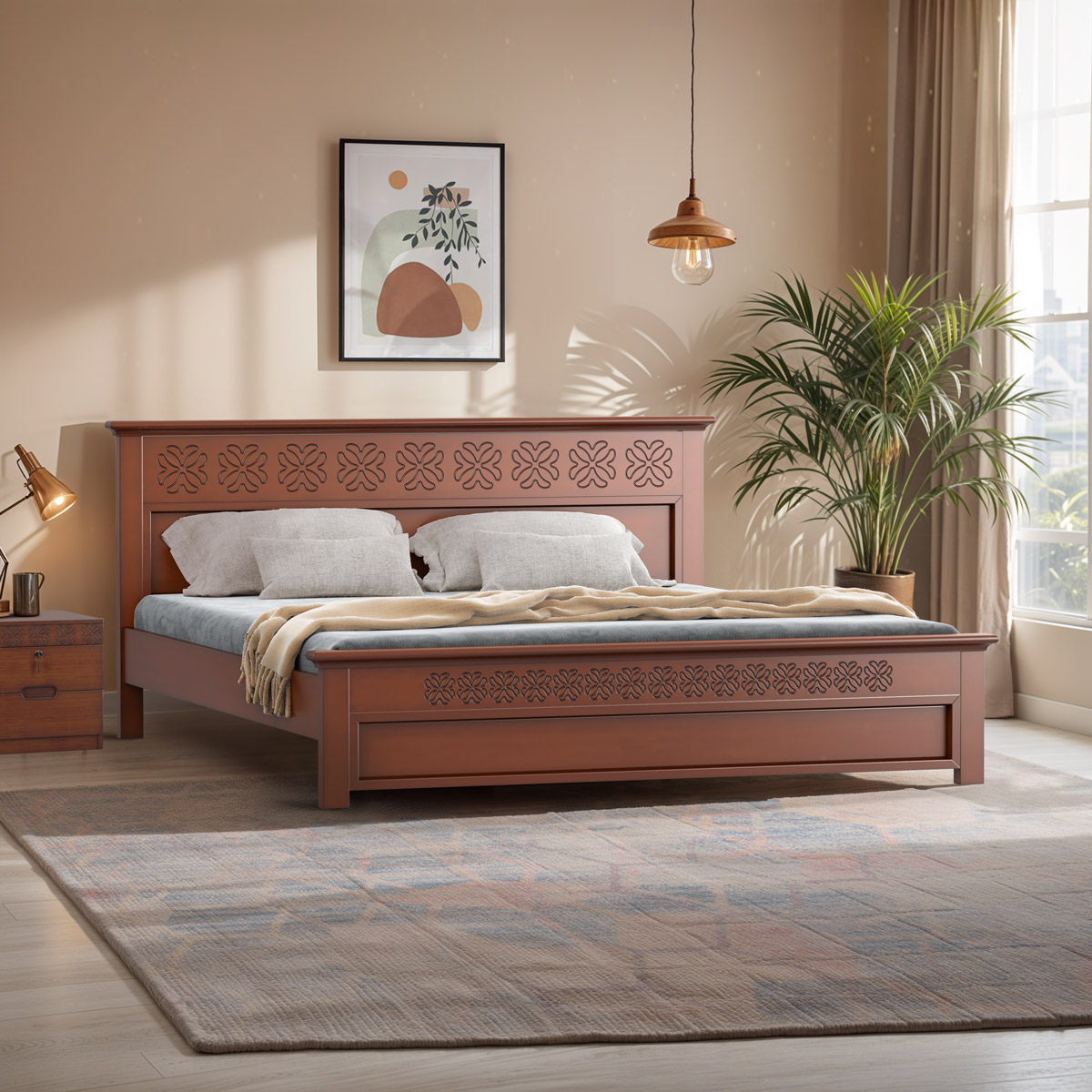 WOODEN KING BED- FLORIDA CLASSIC